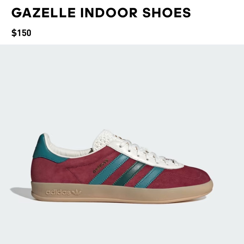 adidas Gazelle Women's Sneakers Burgundy Teal White Gum - Picture 5 of 5